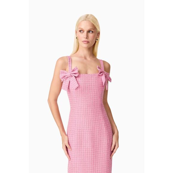 Elliatt Alia Fitted Midi Dress In Pink Wedding Guest Eventwear Size S NWT - Picture 2 of 5
